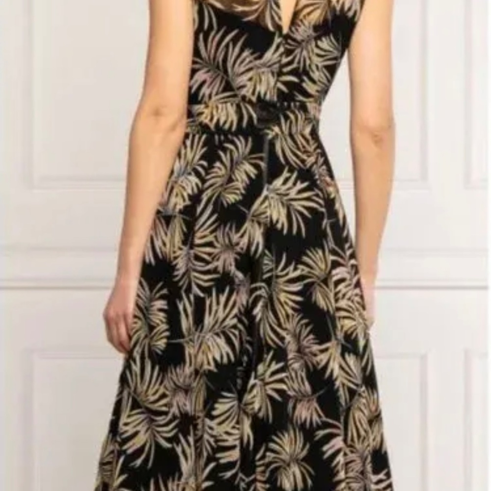 Marella Black Tan Leaf Women's Dress - Made in Italy - Picture 2 of 7